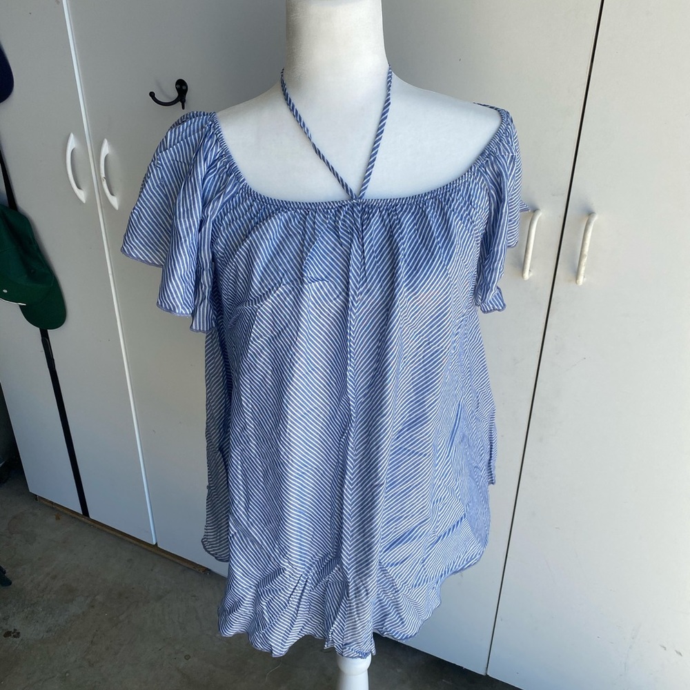 Vision Off the shoulder/ Halter Blue top Large